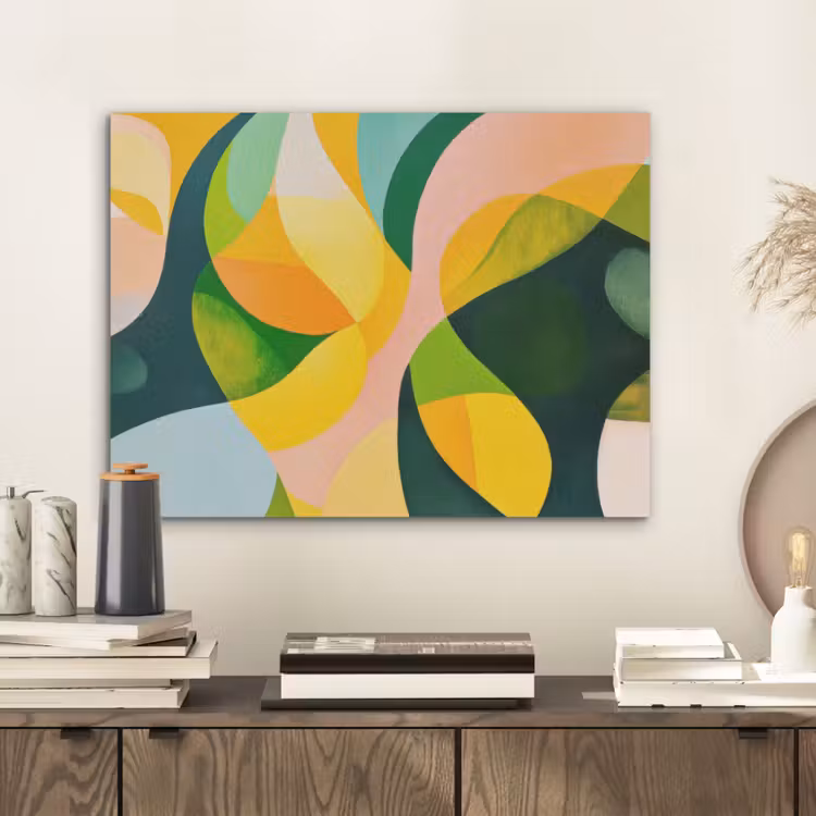 Abstract - Geel - Roze - Groen PET vilt klein -sfeer1