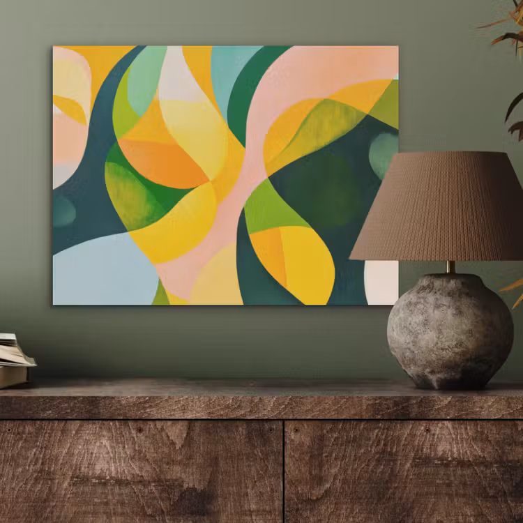 Abstract - Geel - Roze - Groen PET vilt klein -sfeer2
