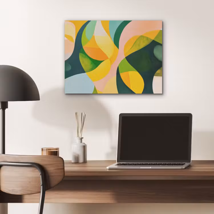 Abstract - Geel - Roze - Groen PET vilt klein -sfeer5