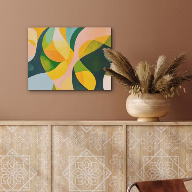 Abstract - Geel - Roze - Groen PET vilt klein -sfeer4