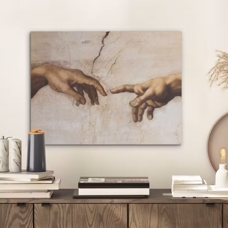 Adam - Michelangelo - Schilderij - Creation of Adam PET vilt klein -sfeer1