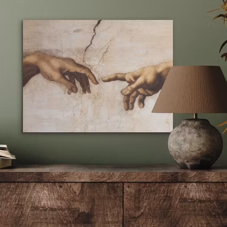 Adam - Michelangelo - Schilderij - Creation of Adam PET vilt klein -sfeer2