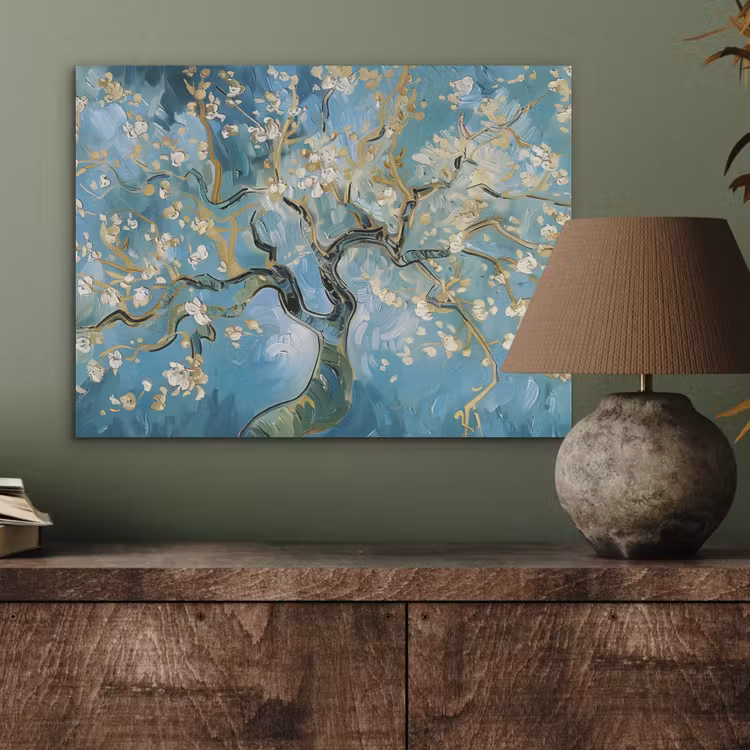 Amandelbloesem boom - Blauw - Abstract PET vilt klein -sfeer2