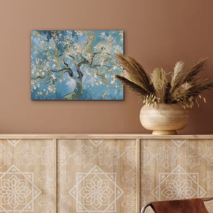 Amandelbloesem boom - Blauw - Abstract PET vilt klein -sfeer4
