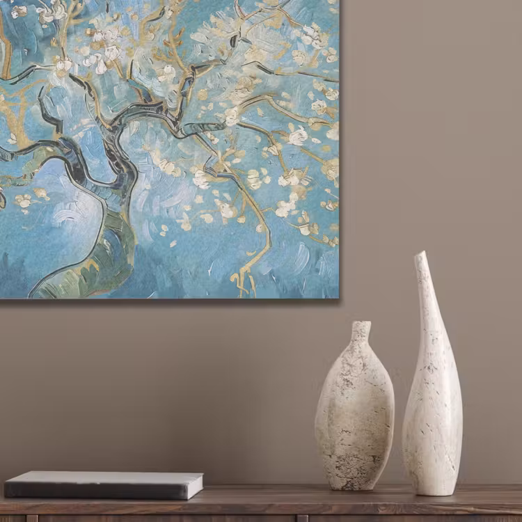Amandelbloesem boom - Blauw - Abstract PET vilt klein -sfeer6_closeup