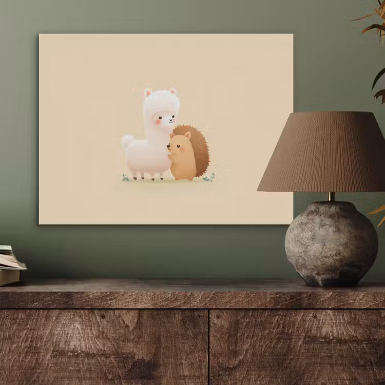 Alpaca - Egel - Bruin - Knuffelen PET vilt klein -sfeer2