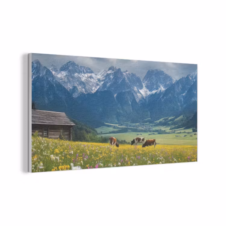 Alpen - Weide - Bergen - Koeien PET vilt middel -3d