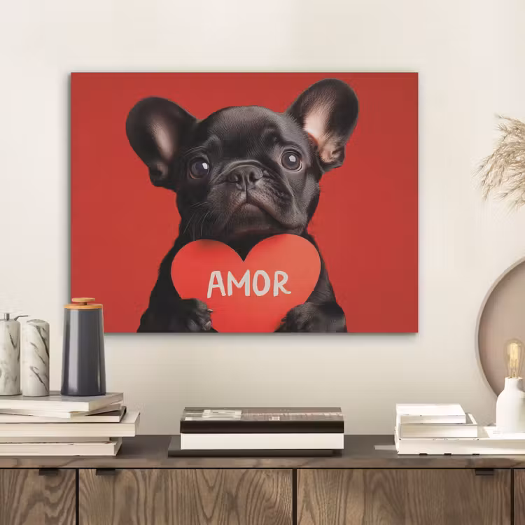 Amor - Hond  - Hartje - Rood PET vilt klein -sfeer1