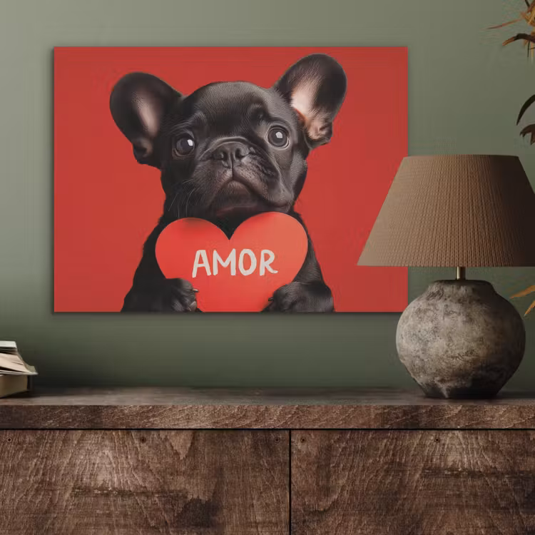 Amor - Hond  - Hartje - Rood PET vilt klein -sfeer2