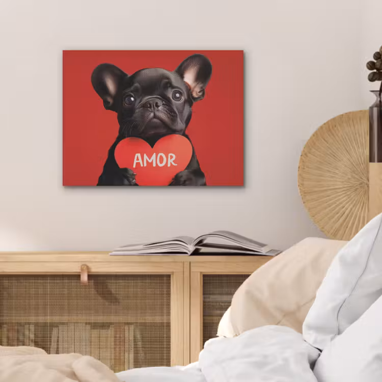 Amor - Hond  - Hartje - Rood PET vilt klein -sfeer3