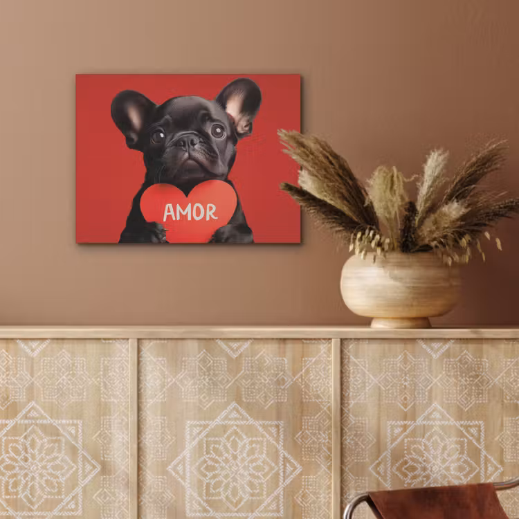 Amor - Hond  - Hartje - Rood PET vilt klein -sfeer4