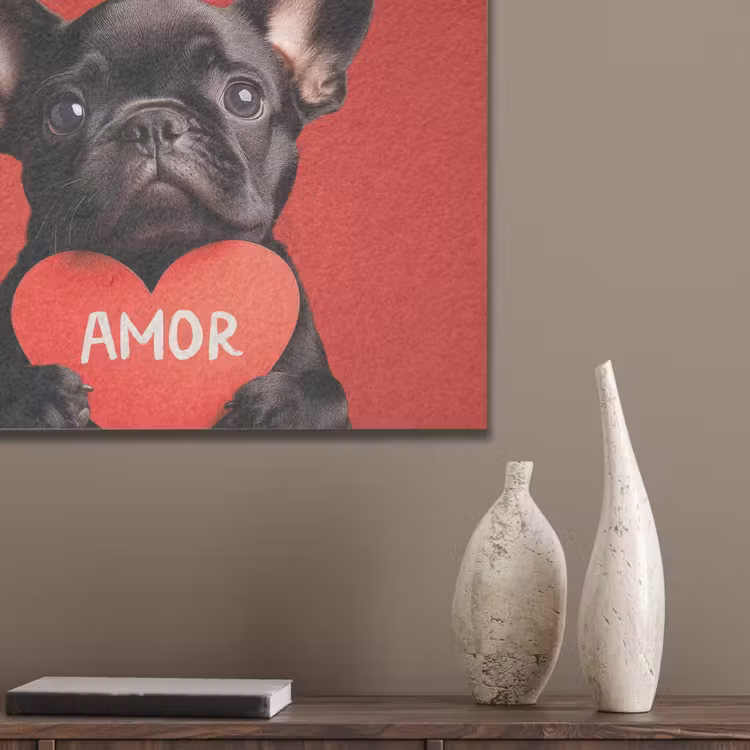 Amor - Hond  - Hartje - Rood PET vilt klein -sfeer6_closeup