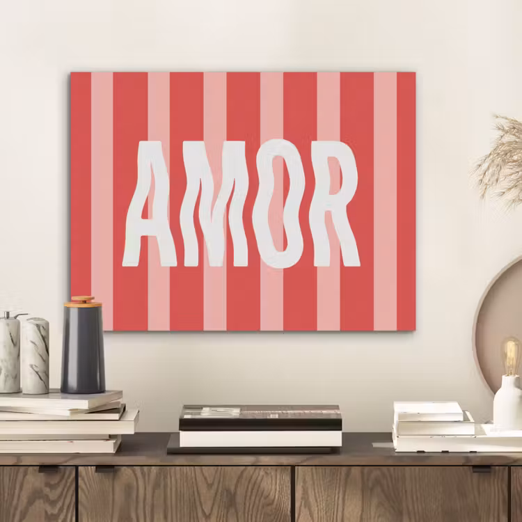 Amor - Strepen - Rood - Roze PET vilt klein -sfeer1