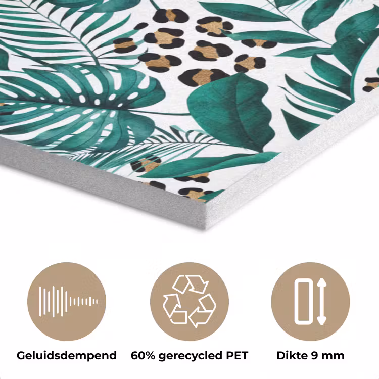 Dierenprint - Panter - Bladeren - Tropisch - Jungle PET vilt middel -closeup_NL