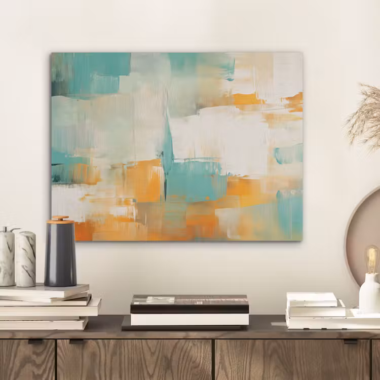 Kunst - Abstract - Blauw - Wit PET vilt klein -sfeer1