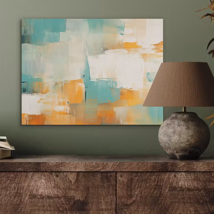 Kunst - Abstract - Blauw - Wit PET vilt klein -sfeer2