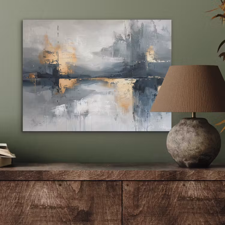 Kunst - Grijs - Goud - Abstract PET vilt klein -sfeer2