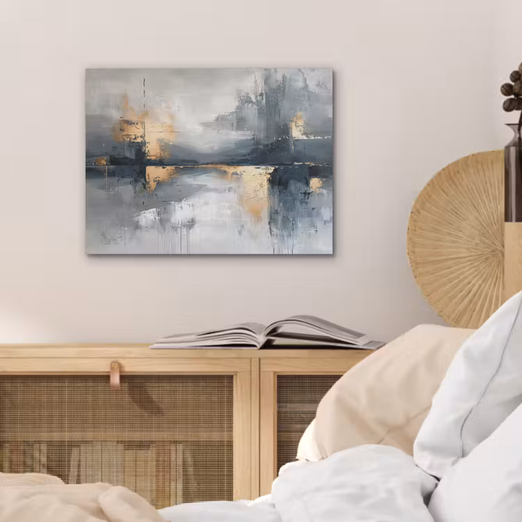 Kunst - Grijs - Goud - Abstract PET vilt klein -sfeer3
