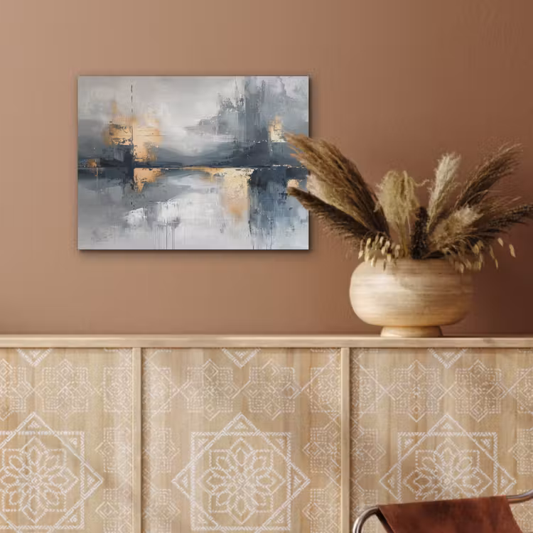 Kunst - Grijs - Goud - Abstract PET vilt klein -sfeer4