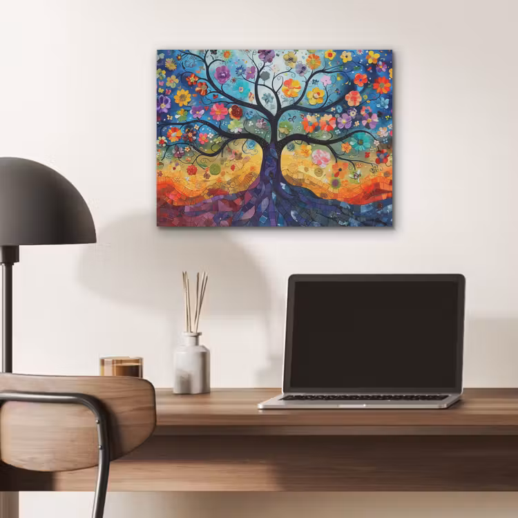 Kunst - Levensboom - Bloemen - Hippie PET vilt klein -sfeer5