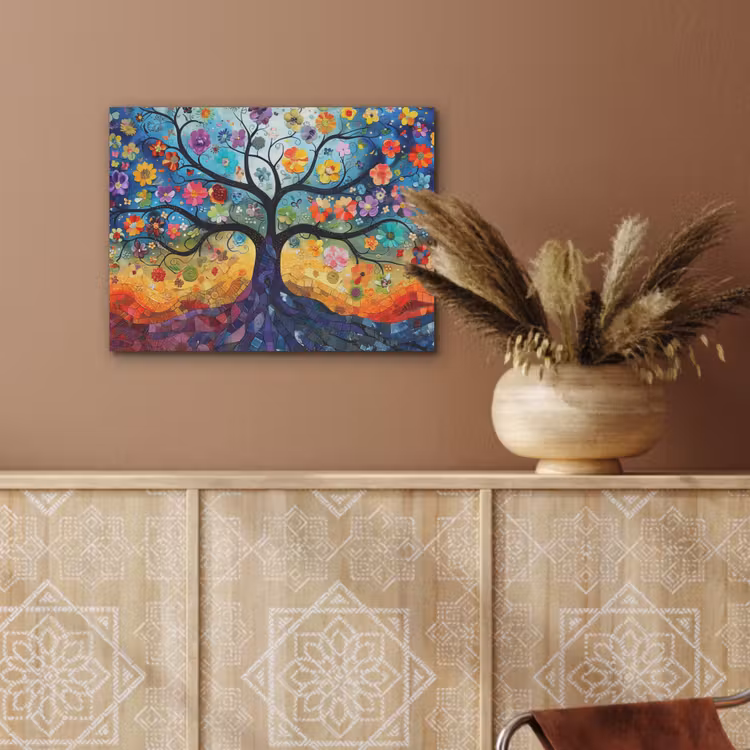 Kunst - Levensboom - Bloemen - Hippie PET vilt klein -sfeer4