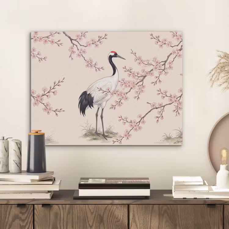 Aziatisch - Kraanvogel - Beige PET vilt klein -sfeer1