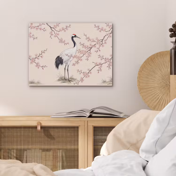 Aziatisch - Kraanvogel - Beige PET vilt klein -sfeer3