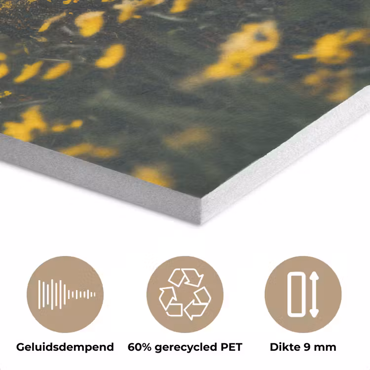 Astronaut - Bloemen - Veld - Geel PET vilt klein -closeup_NL