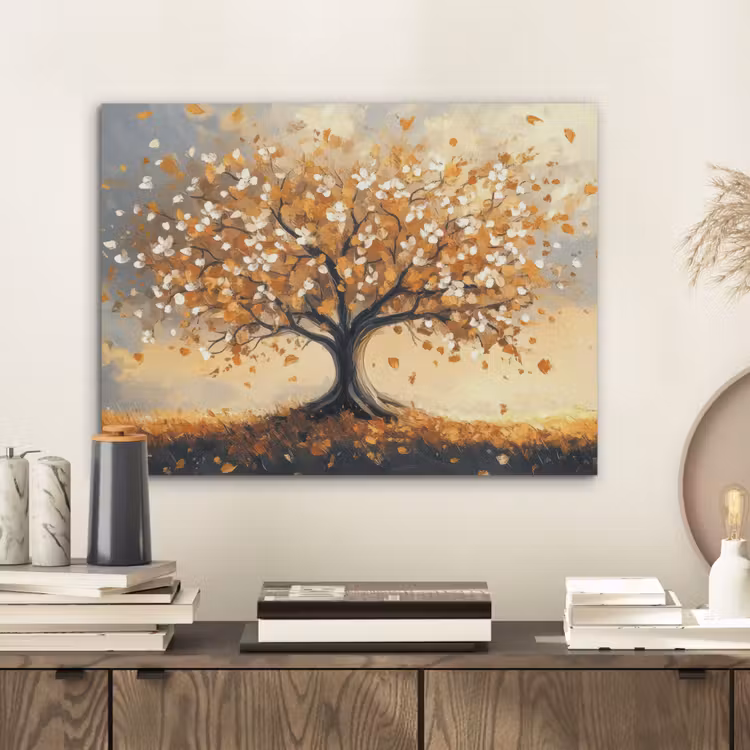 Herfst - Boom - Oranje - Bladeren - Levensboom - Abstract PET vilt klein -sfeer1