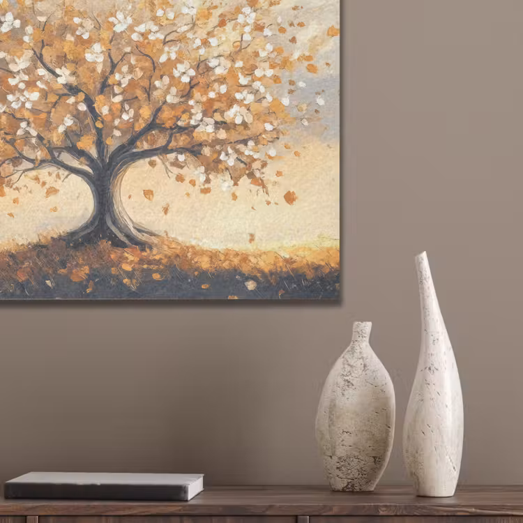 Herfst - Boom - Oranje - Bladeren - Levensboom - Abstract PET vilt klein -sfeer6_closeup