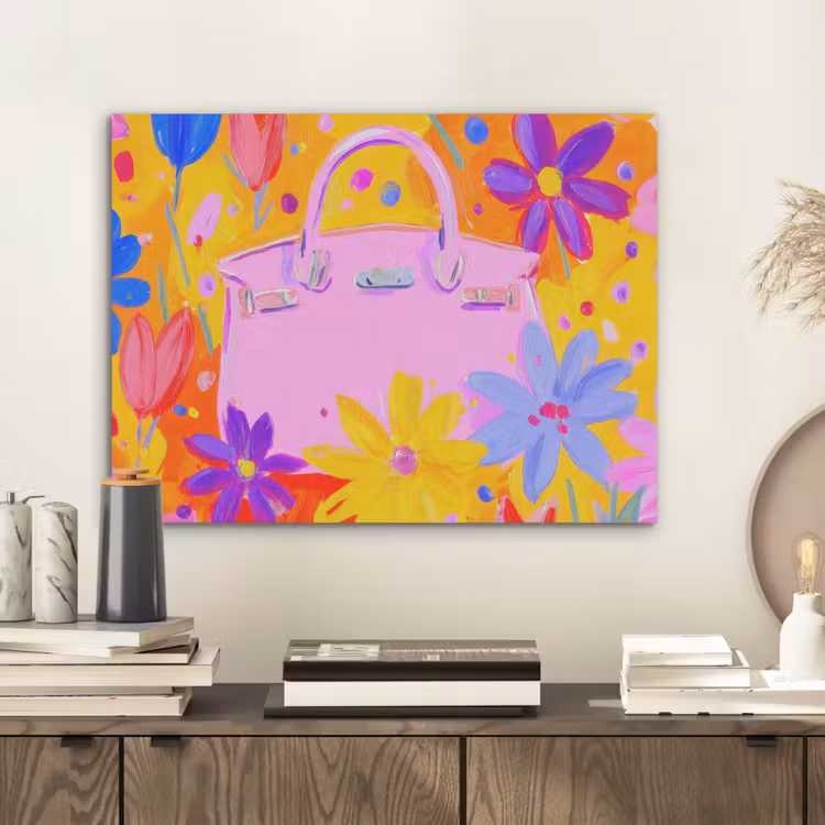 Tas - Roze - Bloemen PET vilt klein -sfeer1