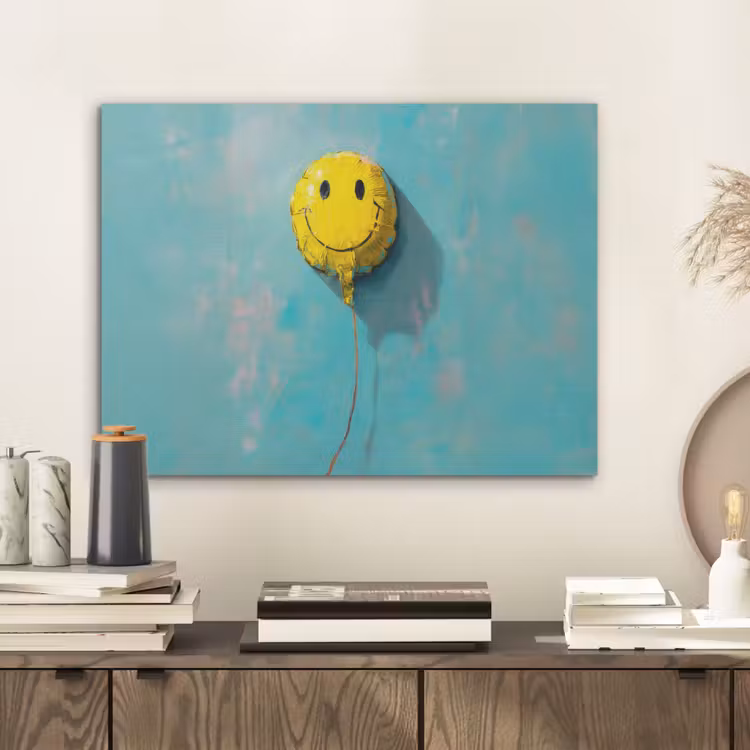 Ballon - Geel - Smiley PET vilt klein -sfeer1