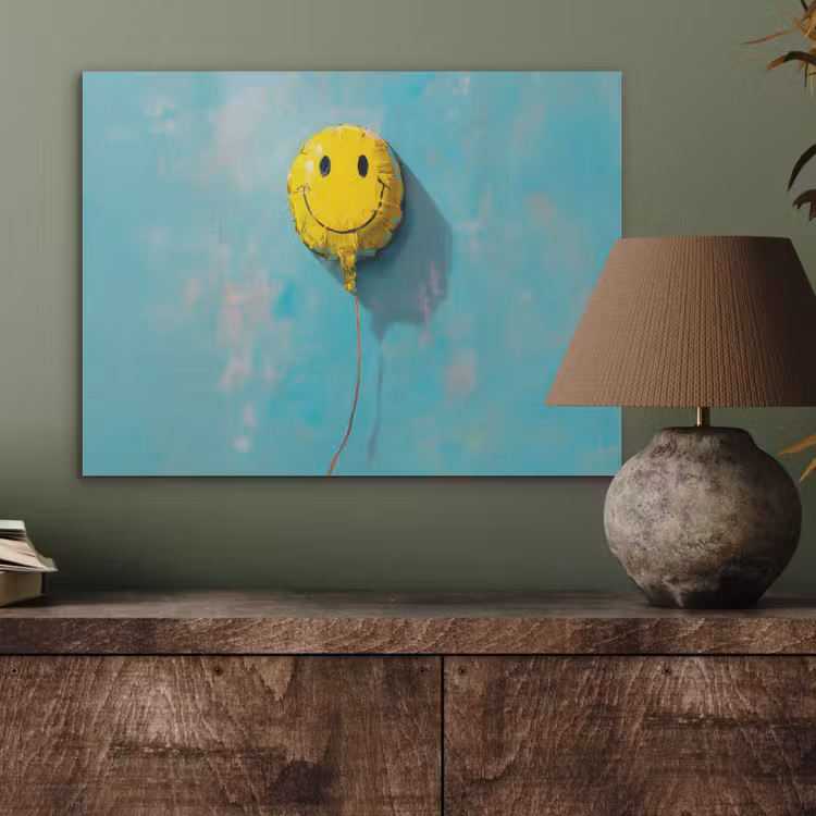 Ballon - Geel - Smiley PET vilt klein -sfeer2