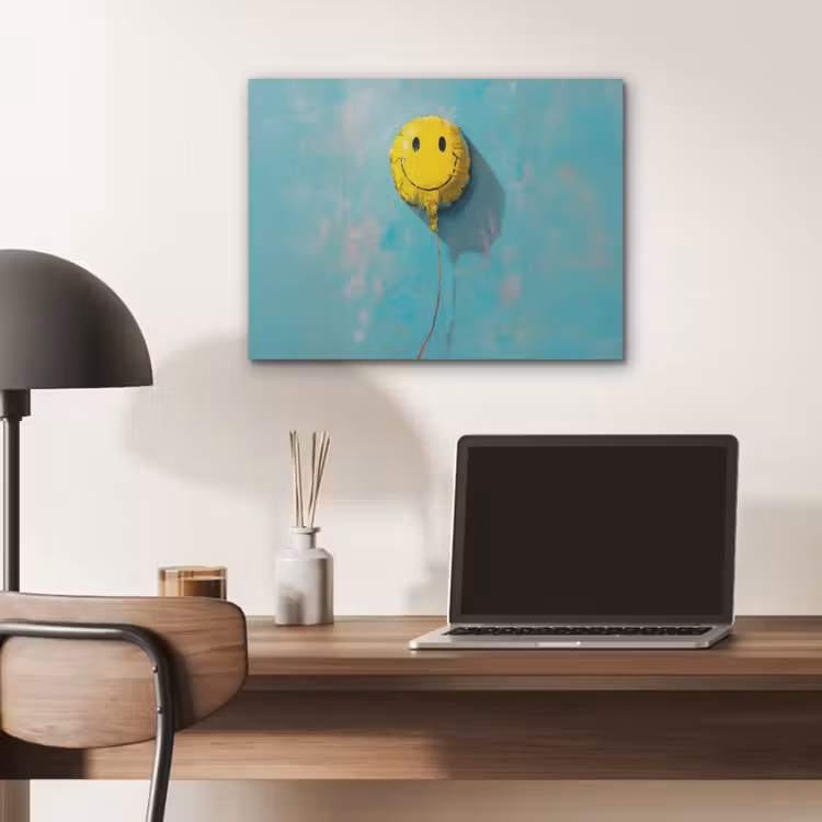 Ballon - Geel - Smiley PET vilt klein -sfeer5