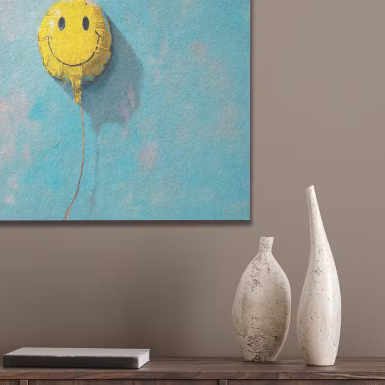 Ballon - Geel - Smiley PET vilt klein -sfeer6_closeup