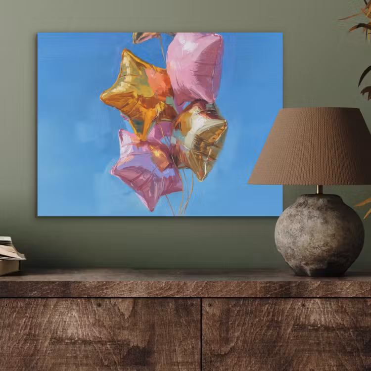 Ballonnen - Goud - Stervorm - Roze PET vilt klein -sfeer2