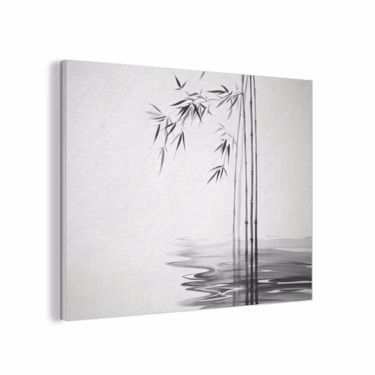 Bamboestammen - Water - Minimalistisch - Wit PET vilt klein -3d