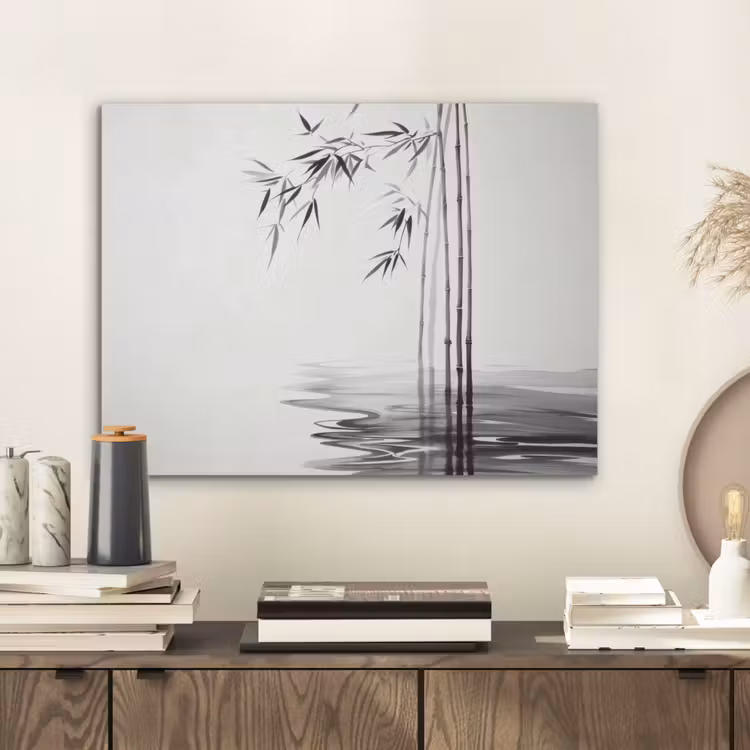 Bamboestammen - Water - Minimalistisch - Wit PET vilt klein -sfeer1