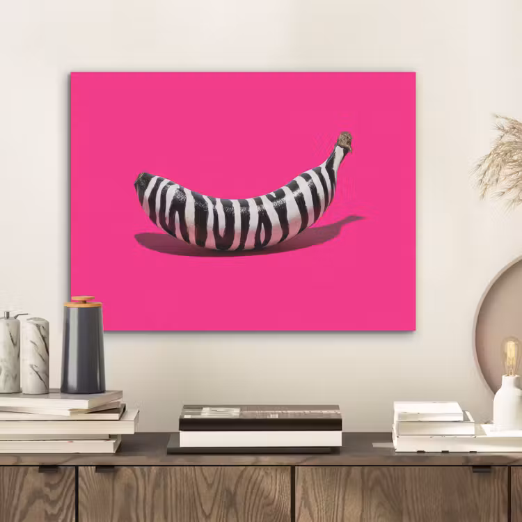 Banaan - Zebraprint - Roze PET vilt klein -sfeer1