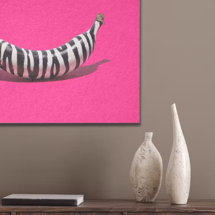Banaan - Zebraprint - Roze PET vilt klein -sfeer6_closeup