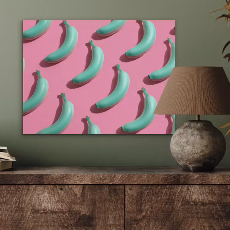 Bananen - Patroon - Blauw - Roze PET vilt klein -sfeer2