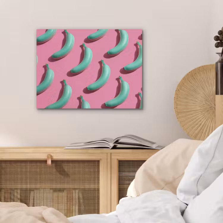 Bananen - Patroon - Blauw - Roze PET vilt klein -sfeer3