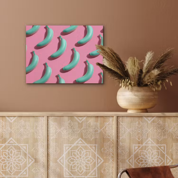 Bananen - Patroon - Blauw - Roze PET vilt klein -sfeer4