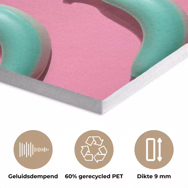 Bananen - Patroon - Blauw - Roze PET vilt klein -closeup_NL