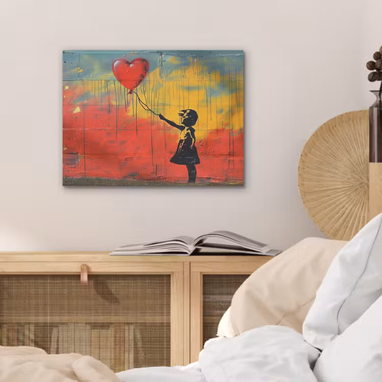 Banksy - Kunst - Graffiti - Meisje - Street art PET vilt klein -sfeer3