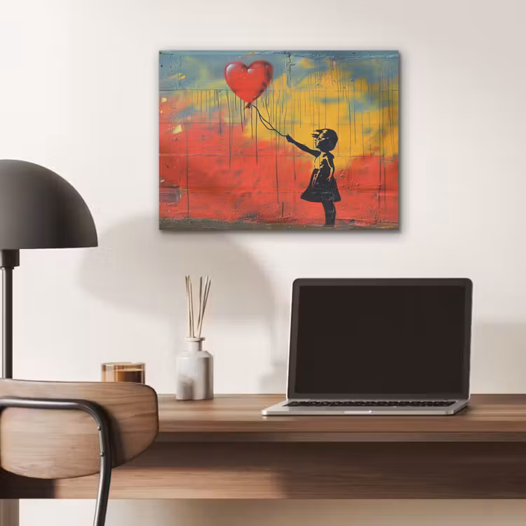 Banksy - Kunst - Graffiti - Meisje - Street art PET vilt klein -sfeer5