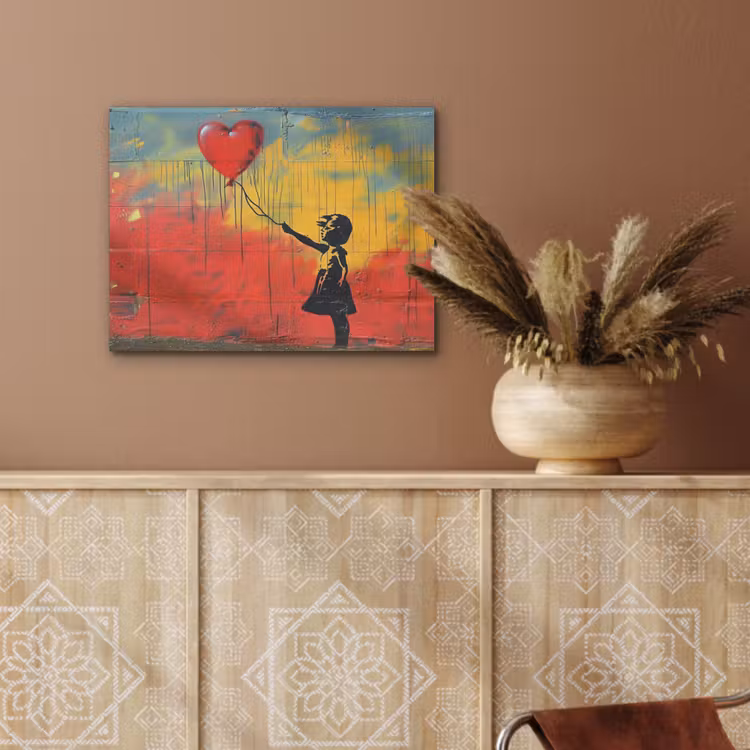 Banksy - Kunst - Graffiti - Meisje - Street art PET vilt klein -sfeer4