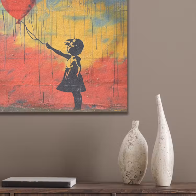 Banksy - Kunst - Graffiti - Meisje - Street art PET vilt klein -sfeer6_closeup