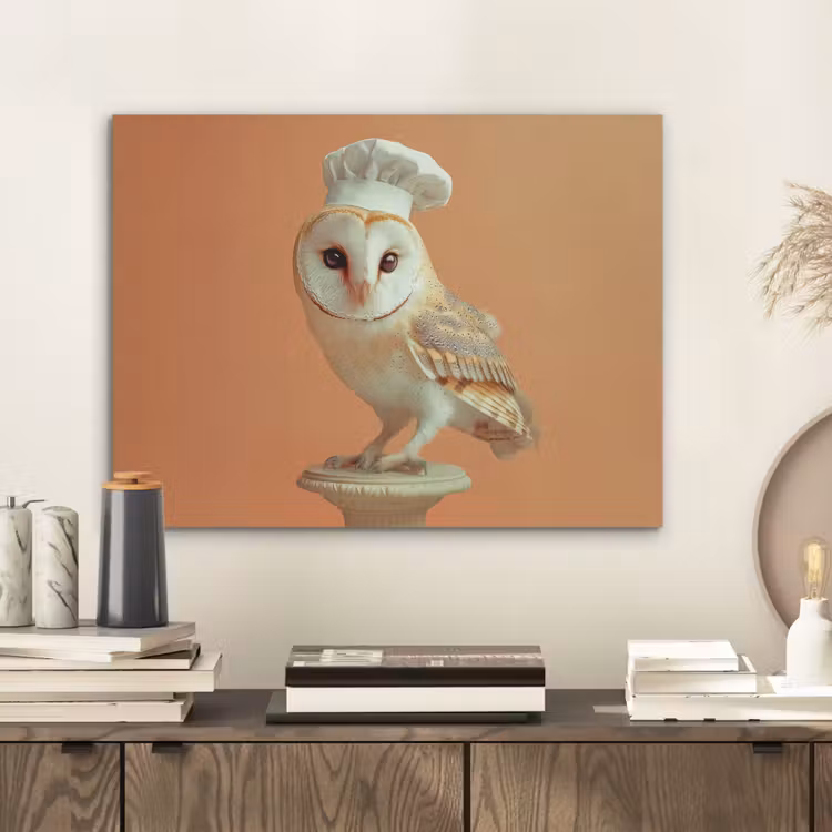 Kerkuil - Koksmuts - Oranje - Vogel PET vilt klein -sfeer1