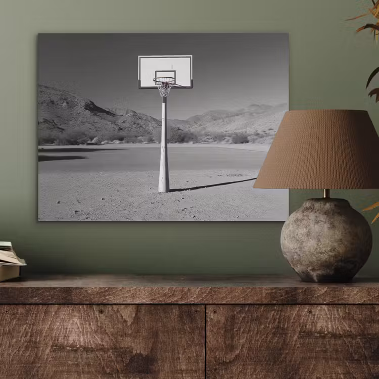 Basketbalpaal - Landschap - Zand - Wit PET vilt klein -sfeer2